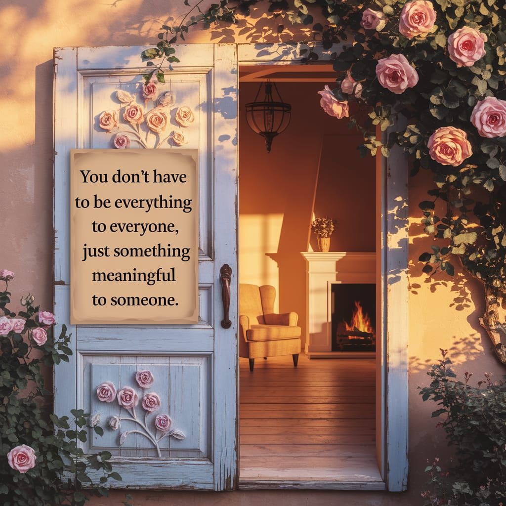 Vintage Door with Inspiring Message in Impressionistic Style