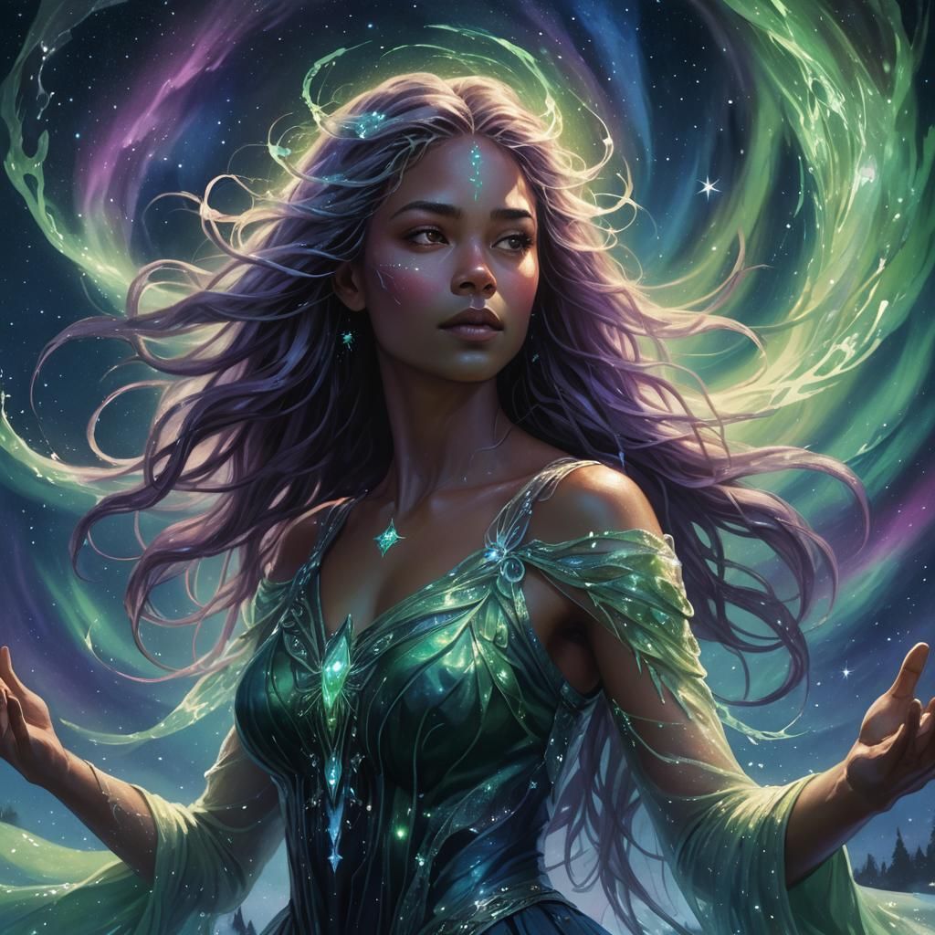 Aurora Spirit Portrait in Dark Fantasy Style