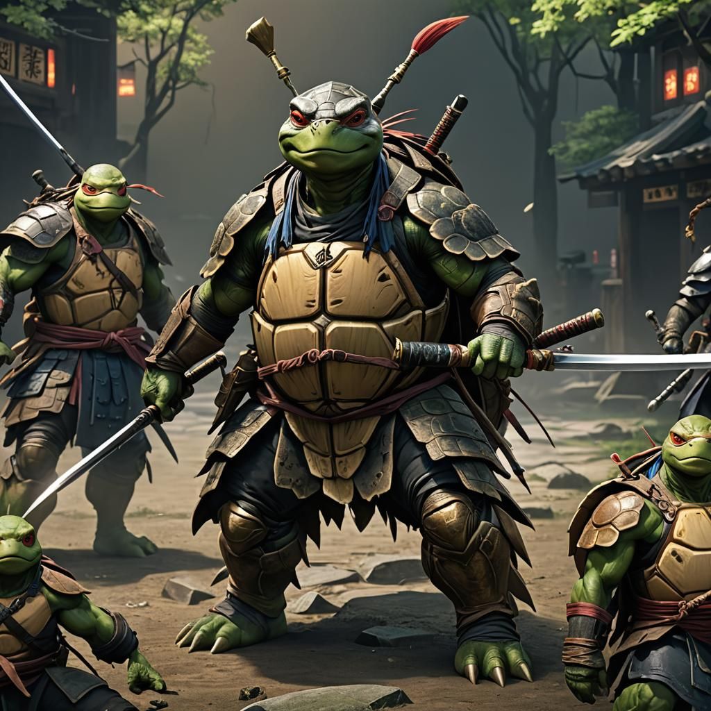 Teenage Mutant Ninja Turtle Samurai in 3D Anime Art