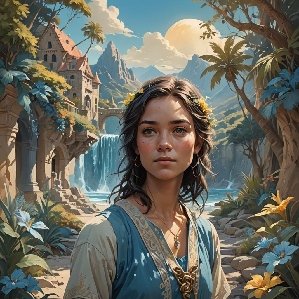Pastel Summer Portrait in Detailed Matte Painting Style