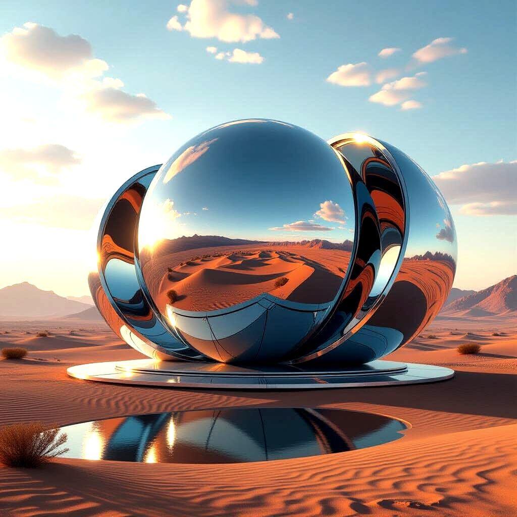 Futuristic Sci-Fi Structure in Desert Sunset