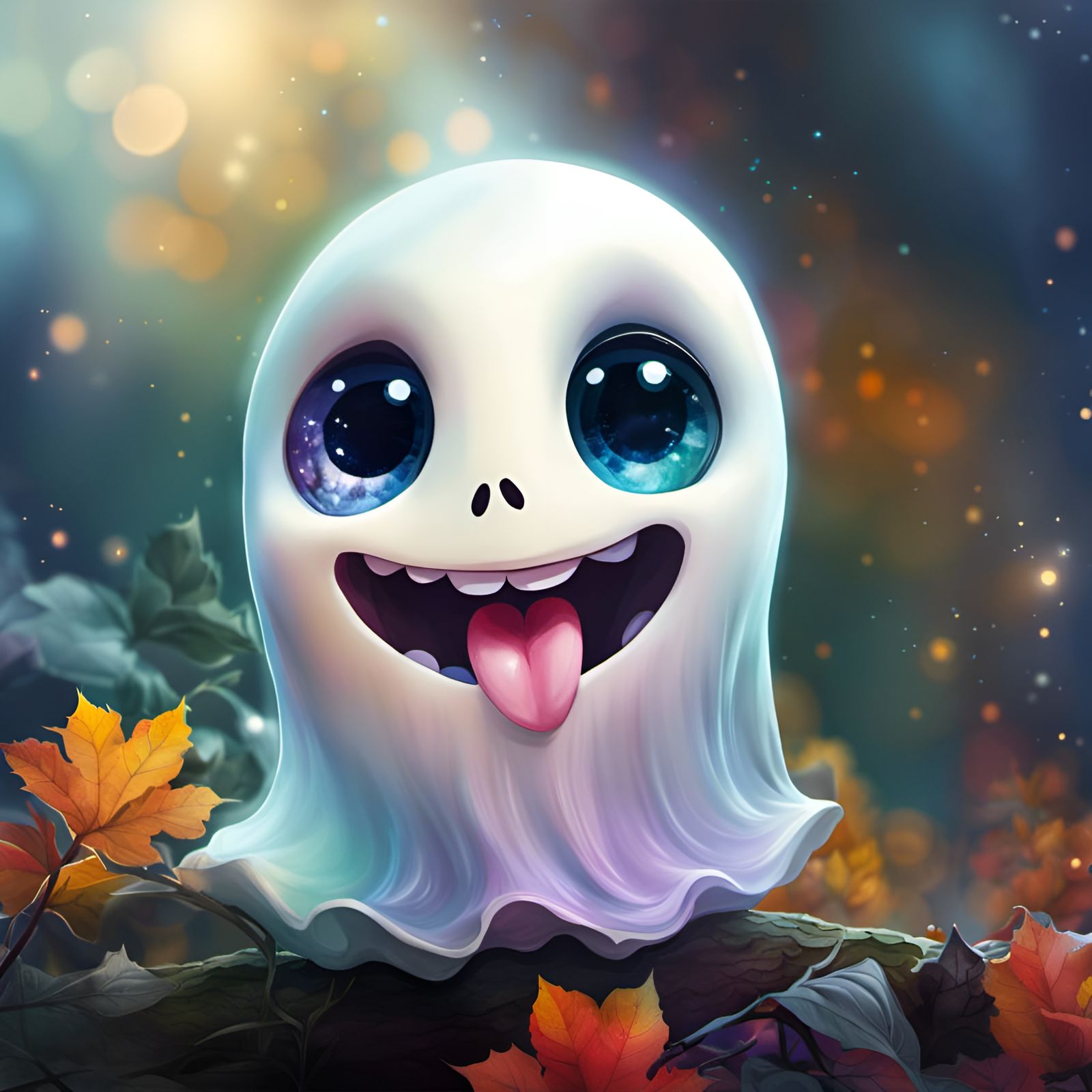 Laughing Ghost in Dreamworld: Watercolor Portrait