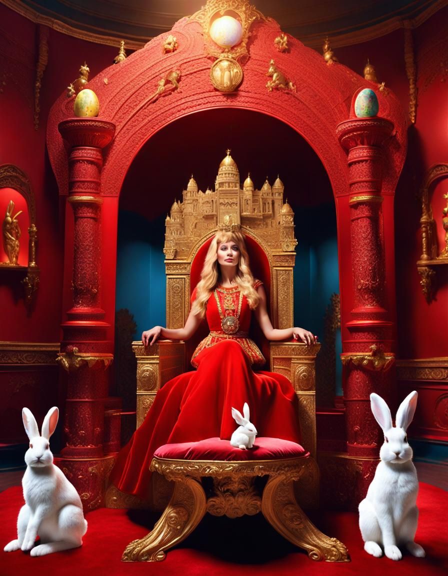 Goddess Ishtar on Throne with Easter Eggs