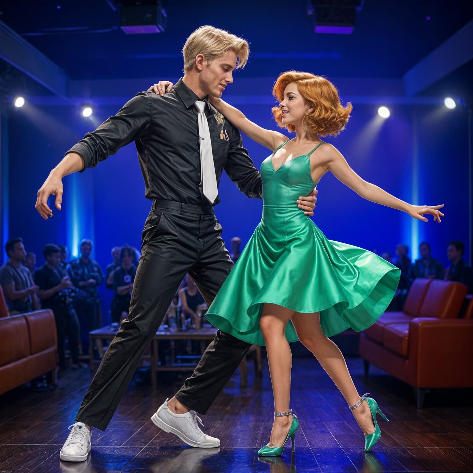 Dynamic Jazz Dance Between Tall Man and Petite Woman