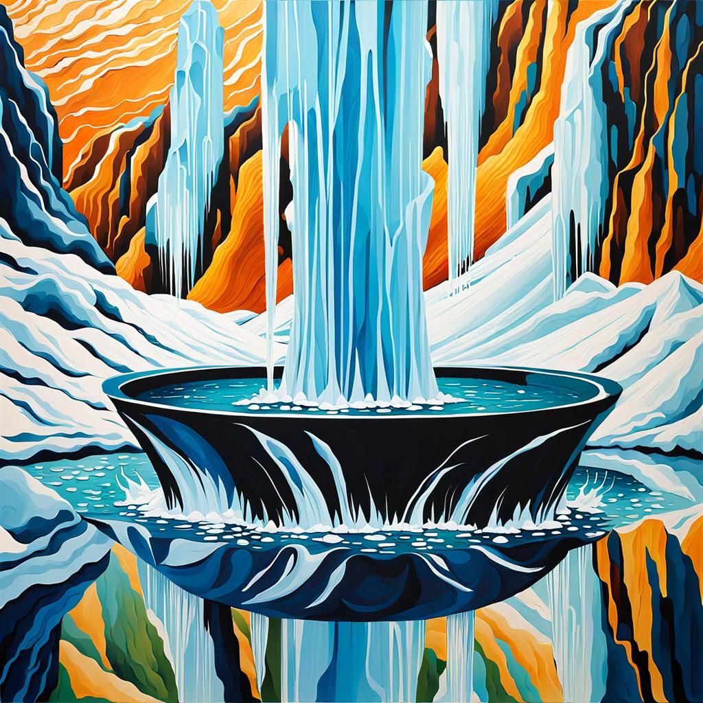 Abstract Glacial Water Fountain Art