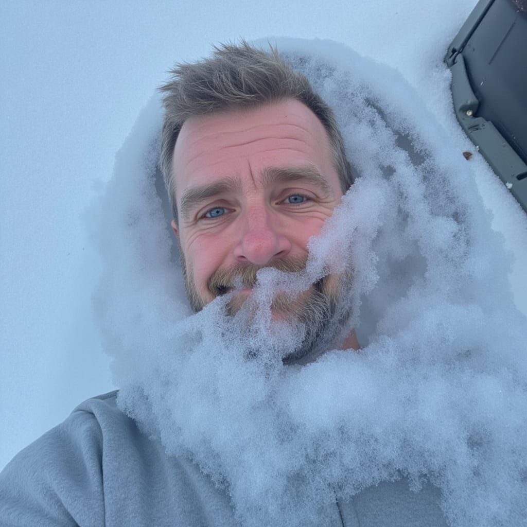 Icy Face Portrait: A Frozen Sculpture