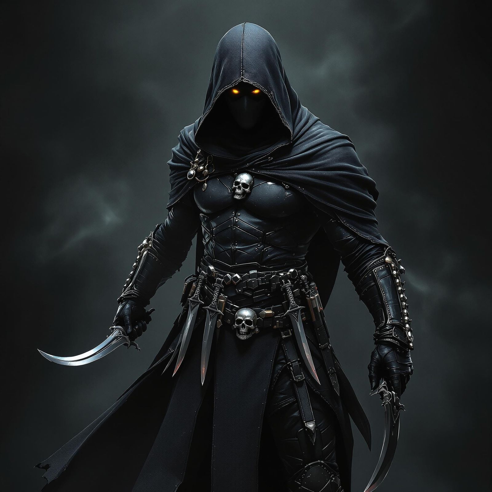 Lethal Assassin in Shadows: Photorealistic Villain Portrait