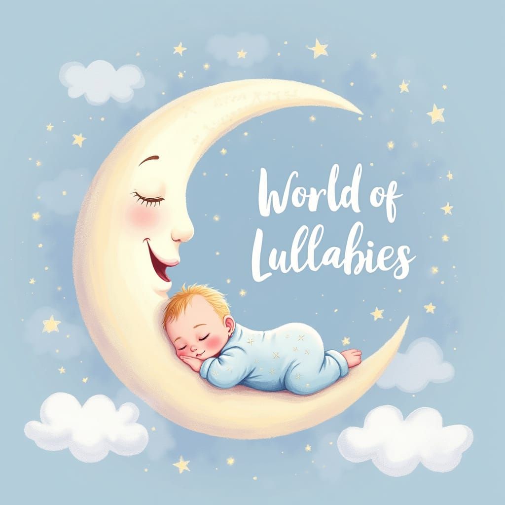 Dreamy Moonlit Scene with Sleeping Baby