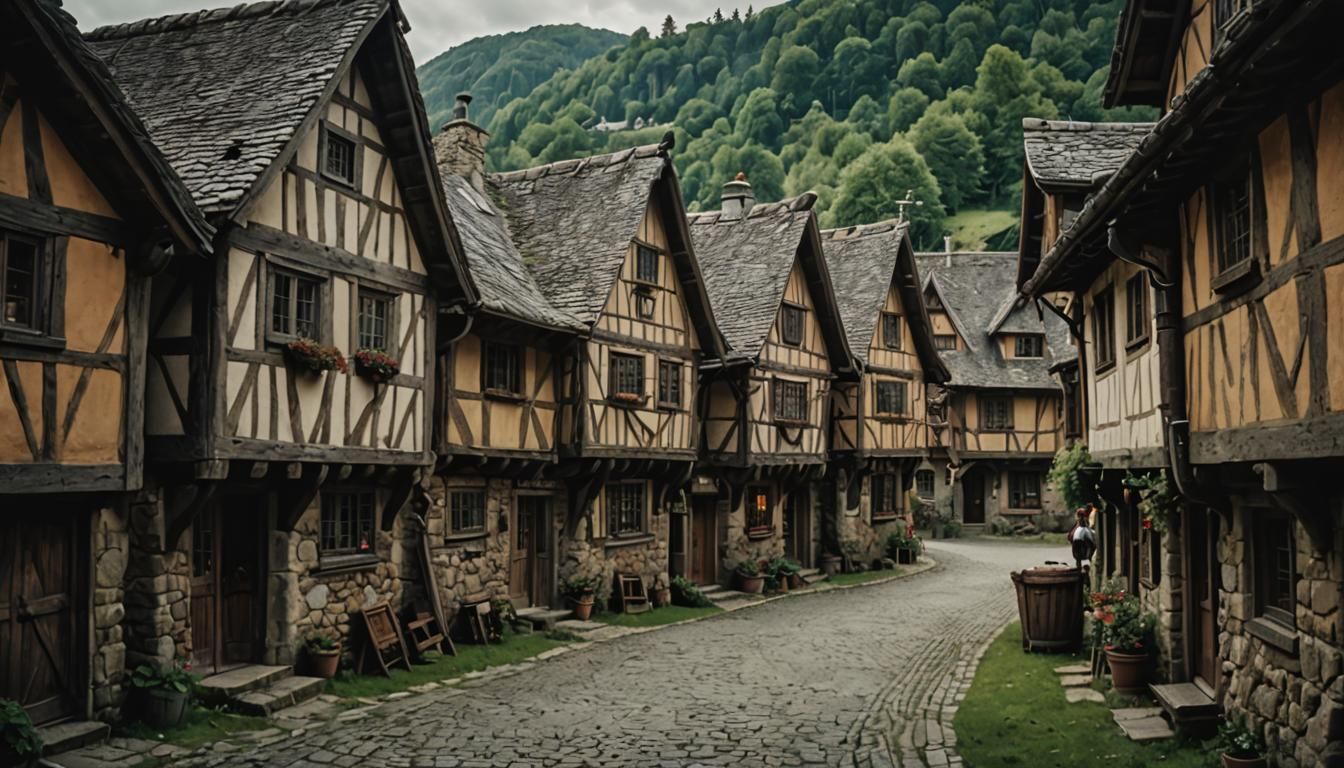 Quaint European Village with Cinematic Lighting