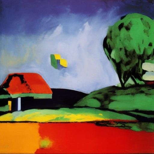 Abstract Billboard Art Inspired by Early 20th Century Master...