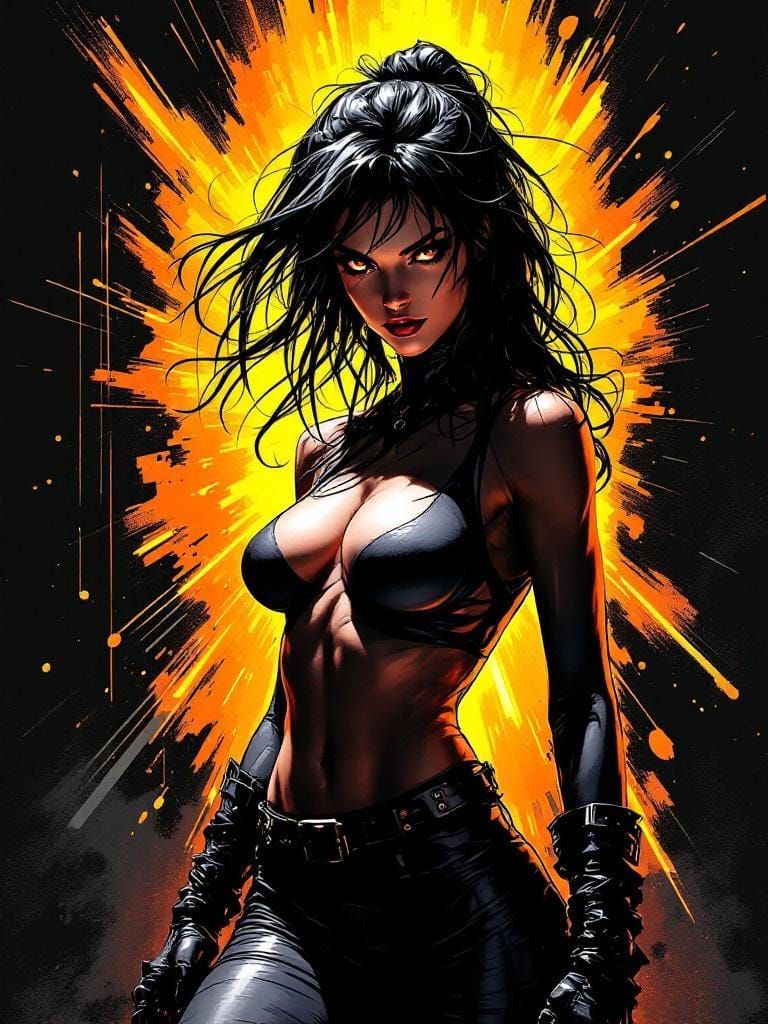 Dynamic Comic Art of a Confident Female Figure