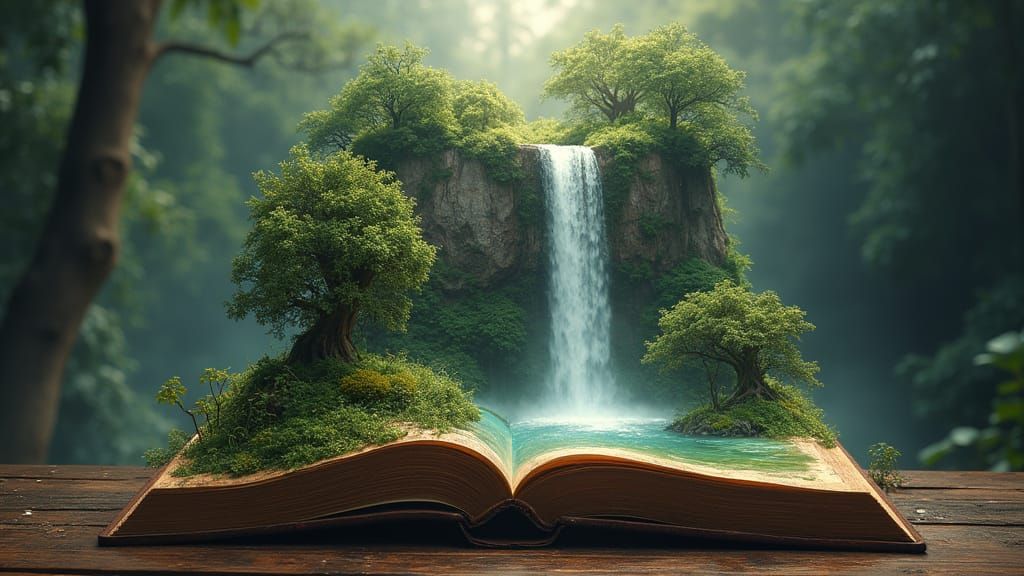 Surreal Island Oasis in Oil Painting Style