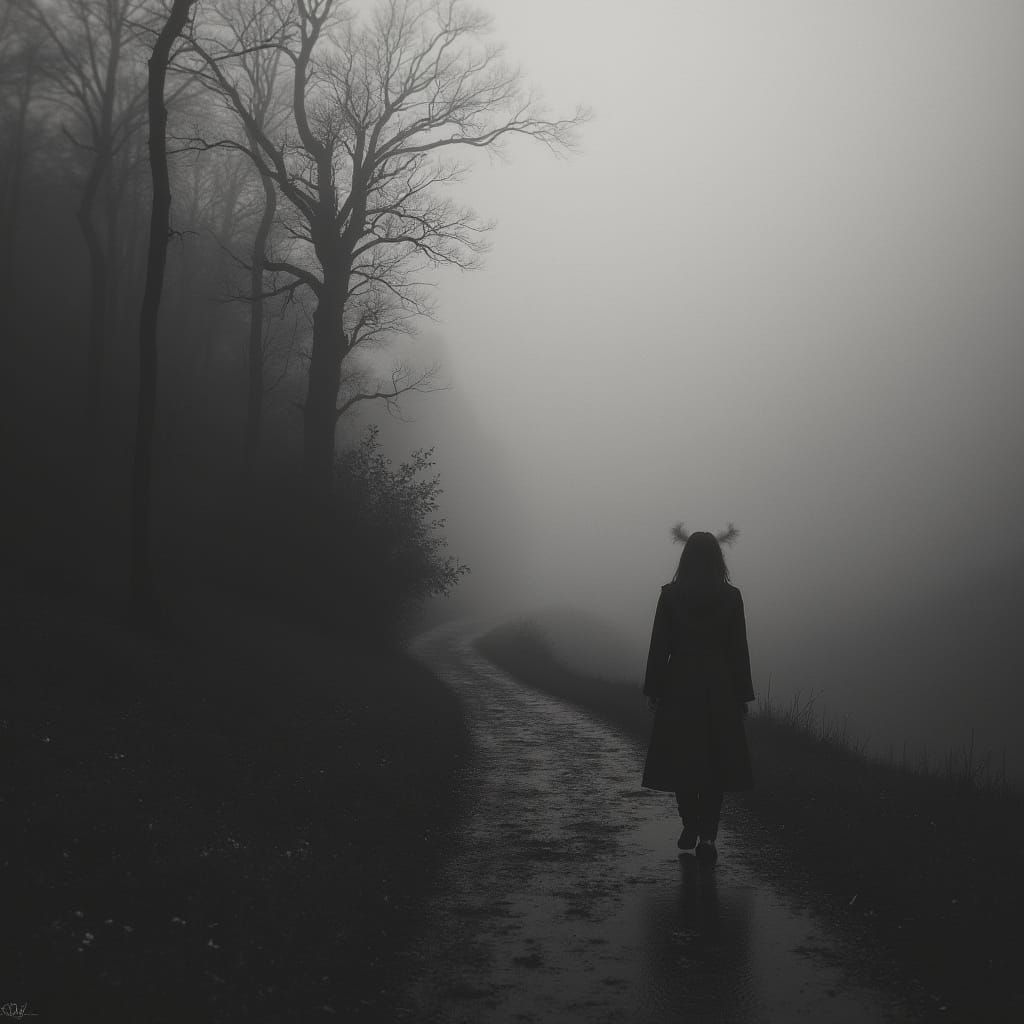 Surreal Black and White Composition with Distorted Reality