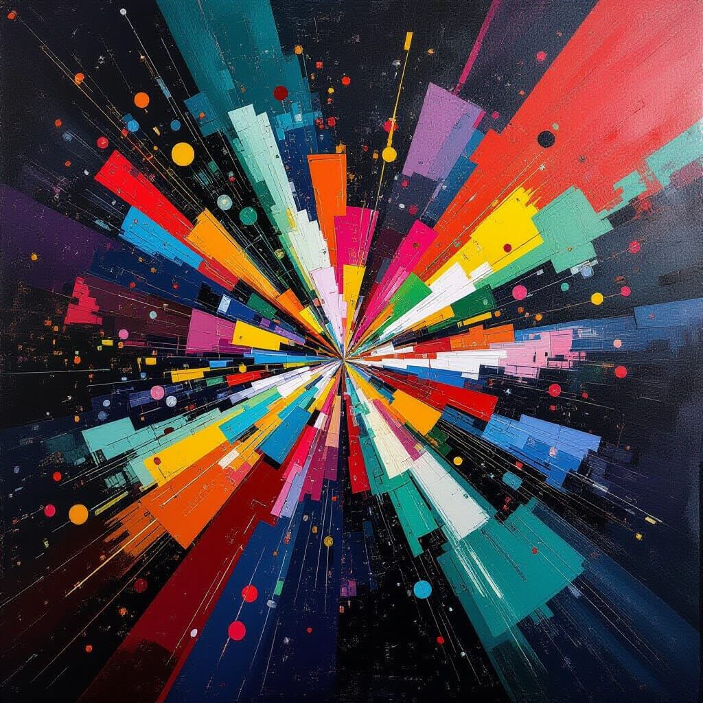 Aggressive Rally: Abstract Explosion of Color & Form