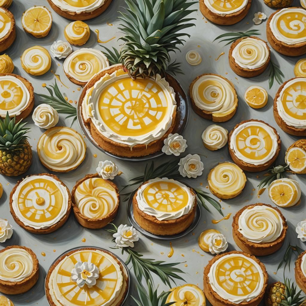 Pineapple Swirl Cheesecake as Oil Painting