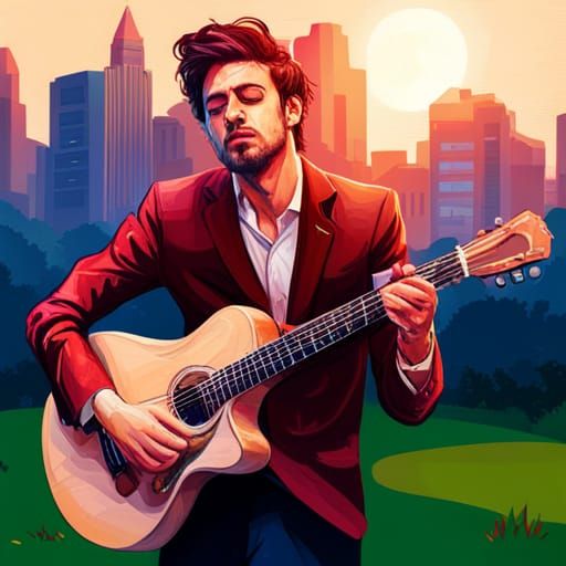 Hyperrealistic Caesar Sings in Central Park