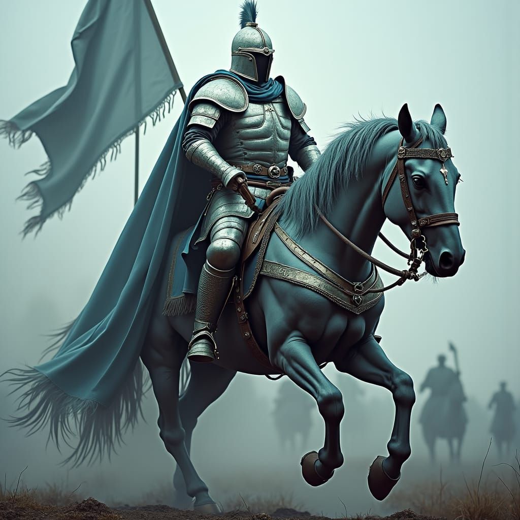 Majestic Diamond Armored Warrior on Horseback