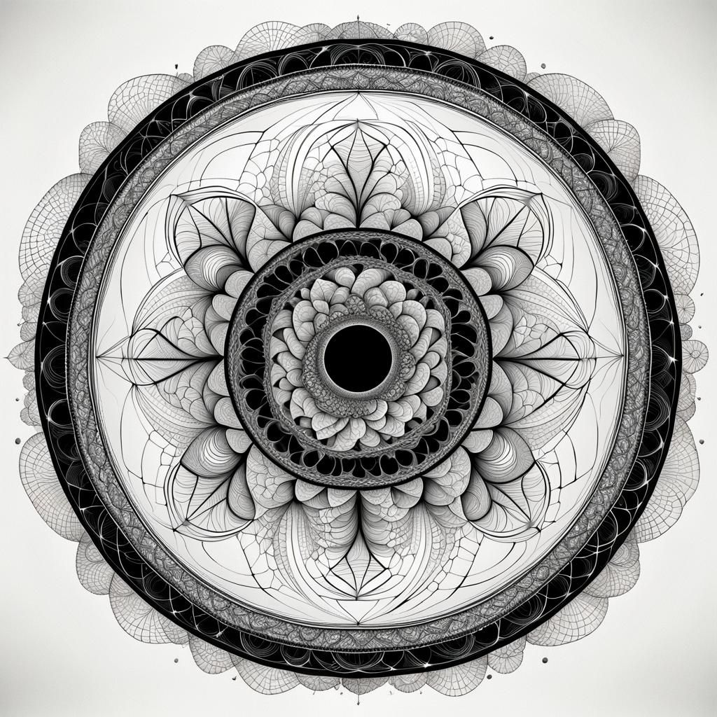 Abstract Fractal: Black Circle in White Space