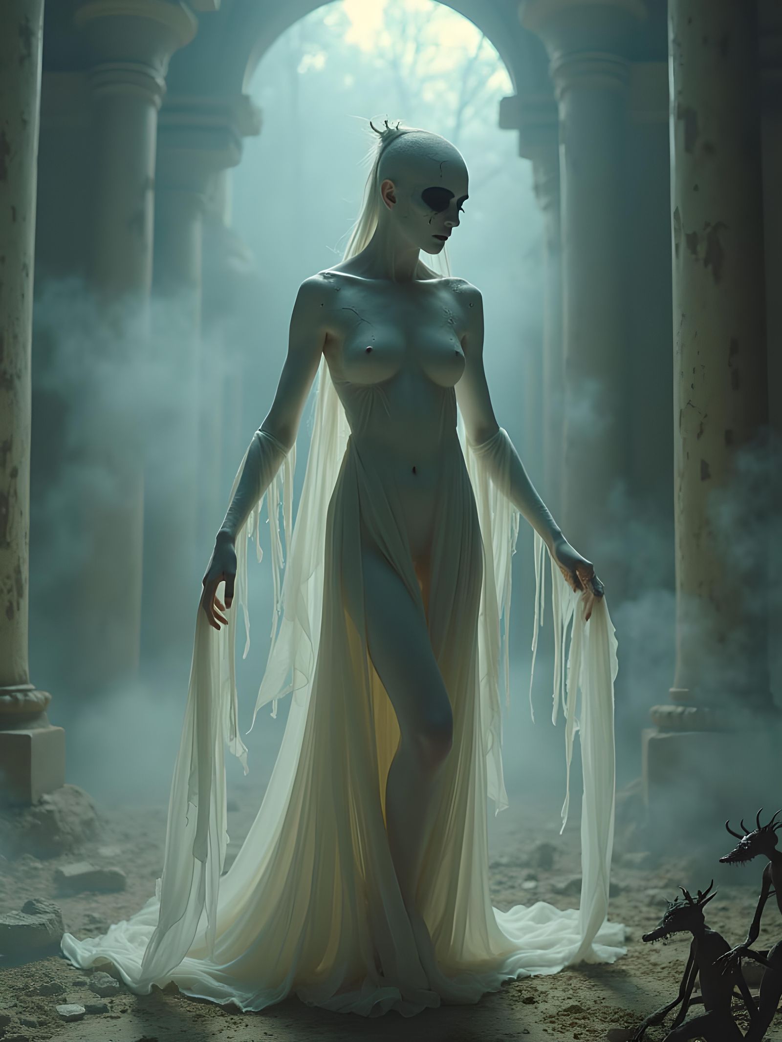 Ghostly Porcelain Doll Dances in Demon Temple