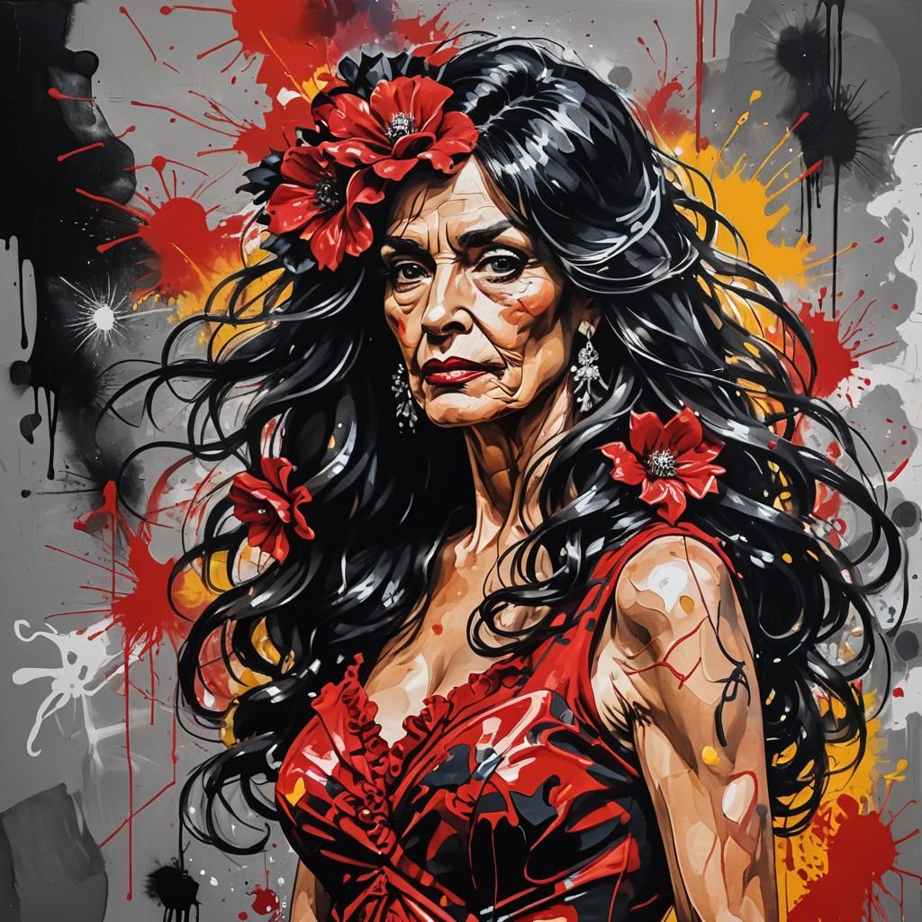 Colorful Graffiti Art Portrait of Crossdresser as Carmen