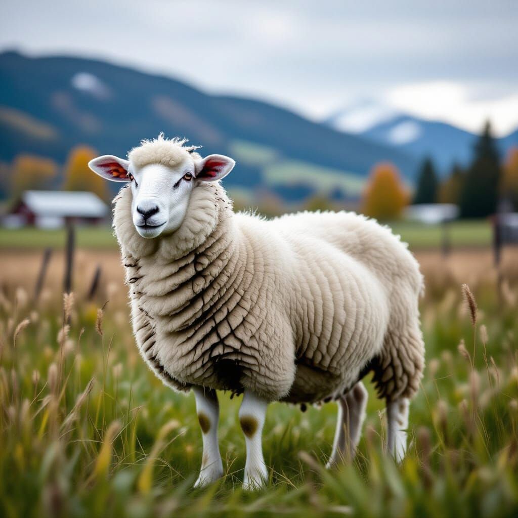 Surreal Double Exposure Sheep on Kelowna Farm