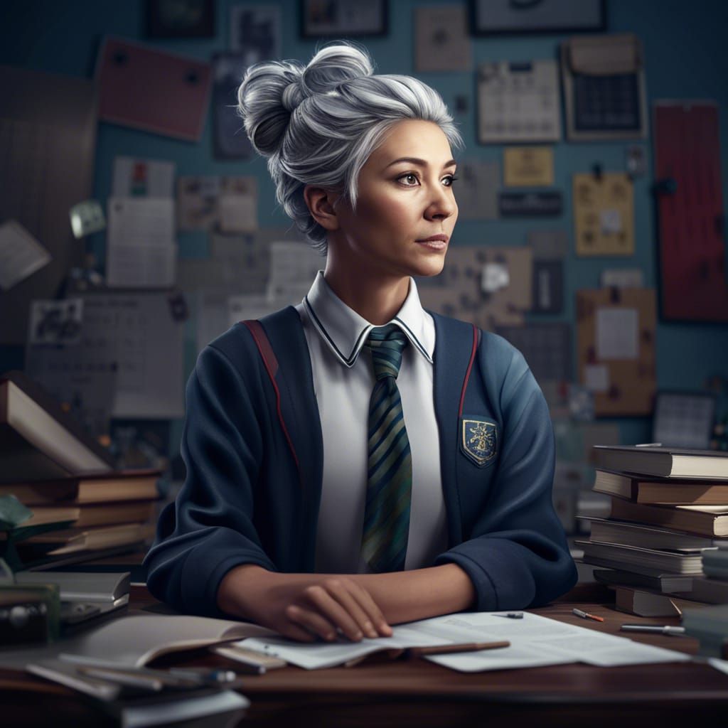 Middle-Aged Woman as High School Student: Fantasy Art
