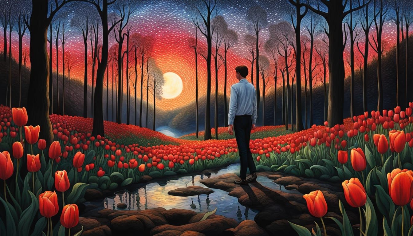 Ethereal Blodeuwedd in Whimsical Dance of Kusama-Inspired Do...