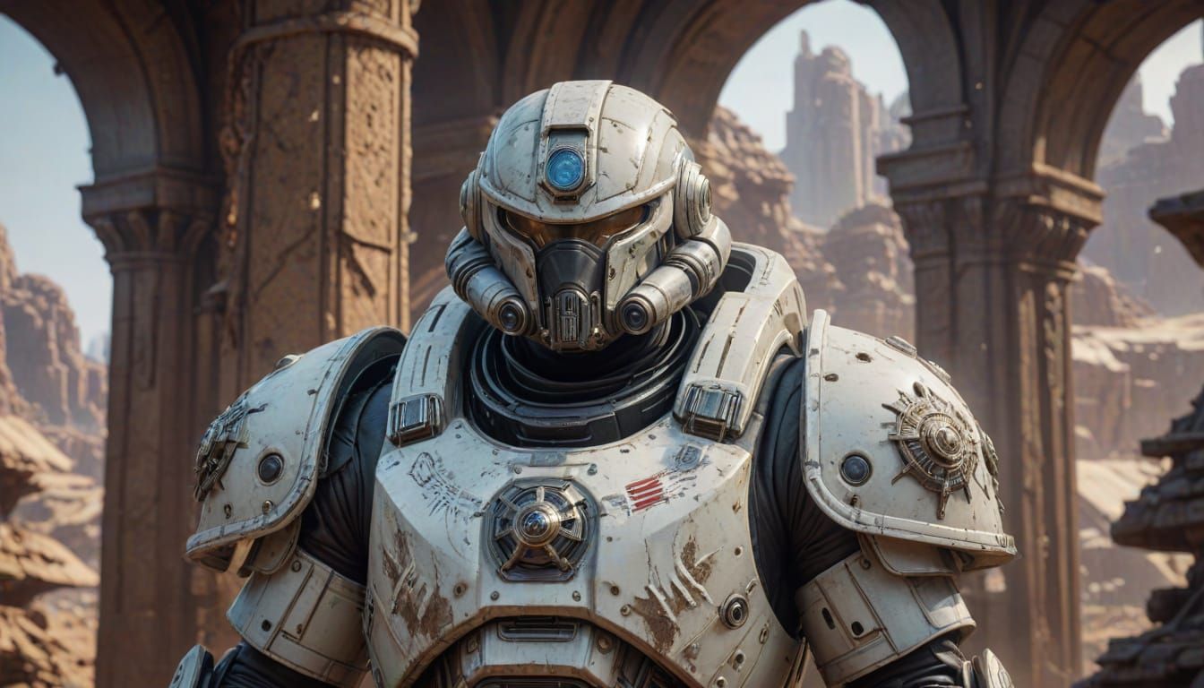 Battle-Weary Space Marine Commander Stands Firm Amidst Alien...