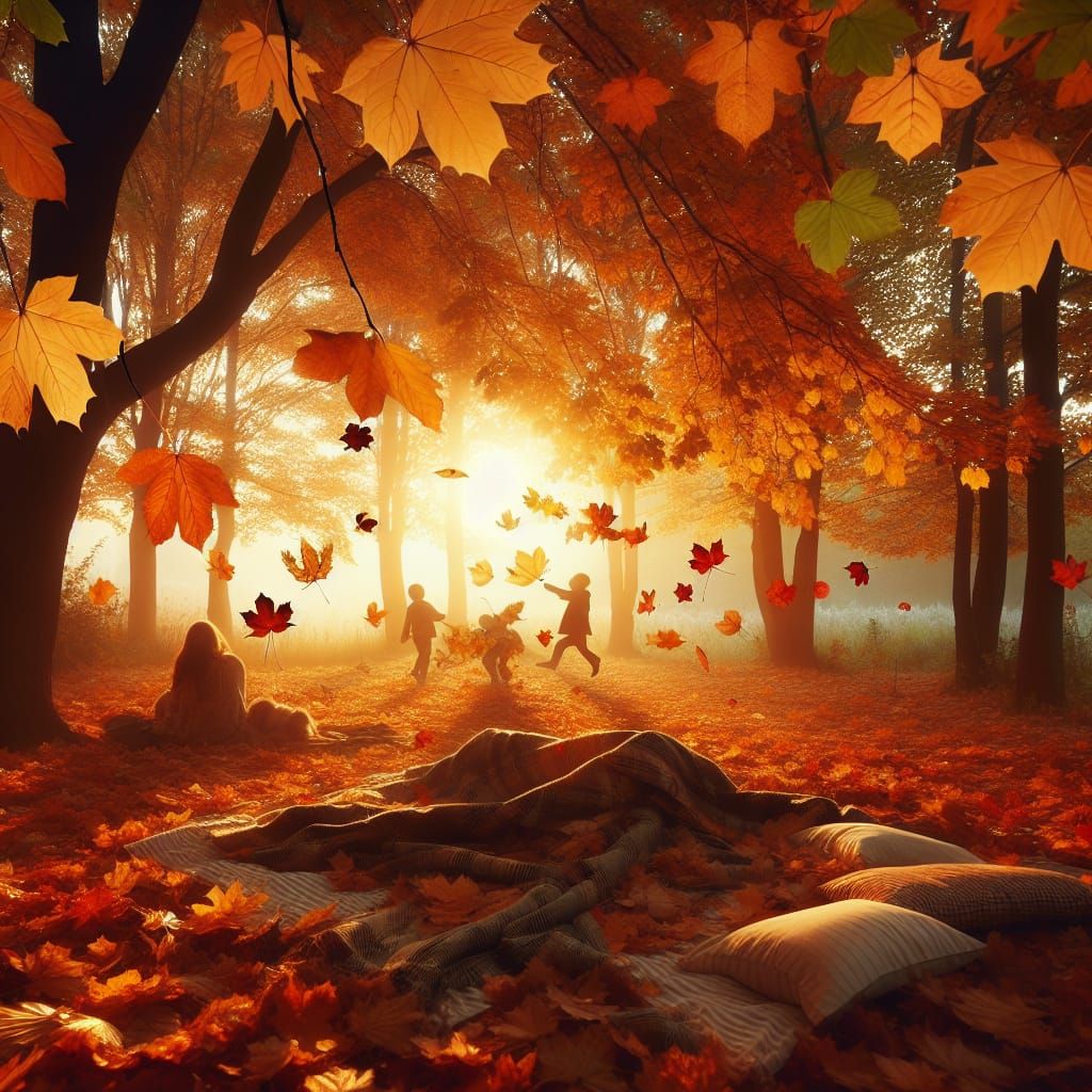 Leaves floating away on their own to fall upon the ground ga...