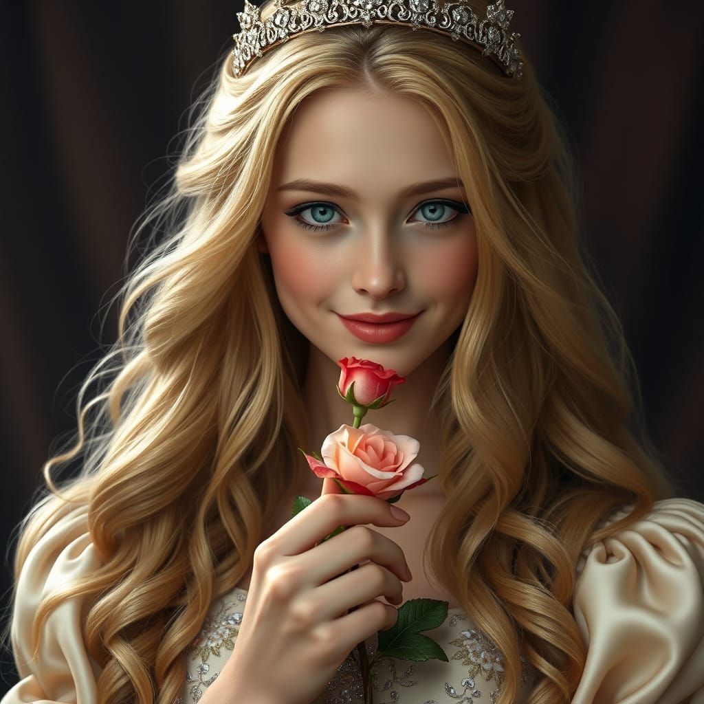 Regal Renaissance Princess in Golden Tiara