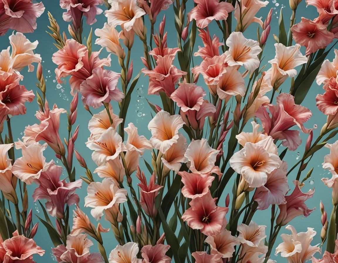 Anime Gladiolas Bouquet in 3D Rendered Art