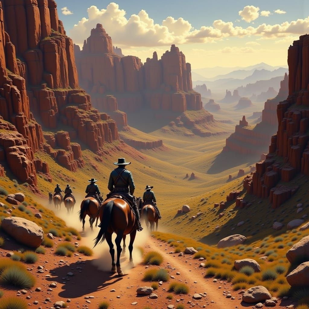 Wild West Canyon Shootout in Mountainous Landscape