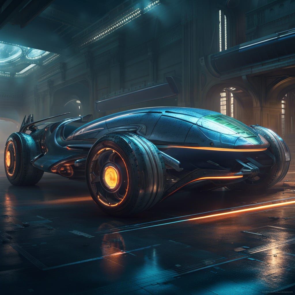 Futuristic Eco Car with Jet Boosters