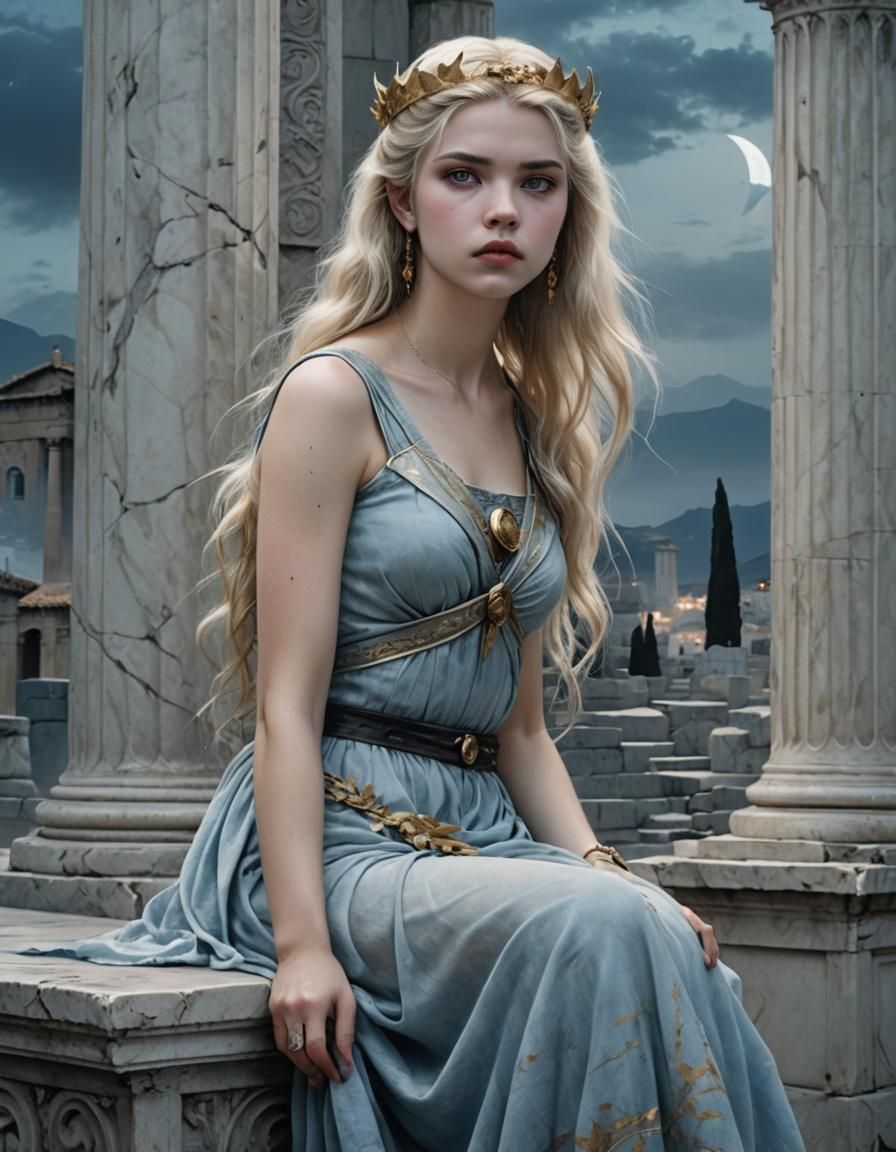 Lady in ancient city