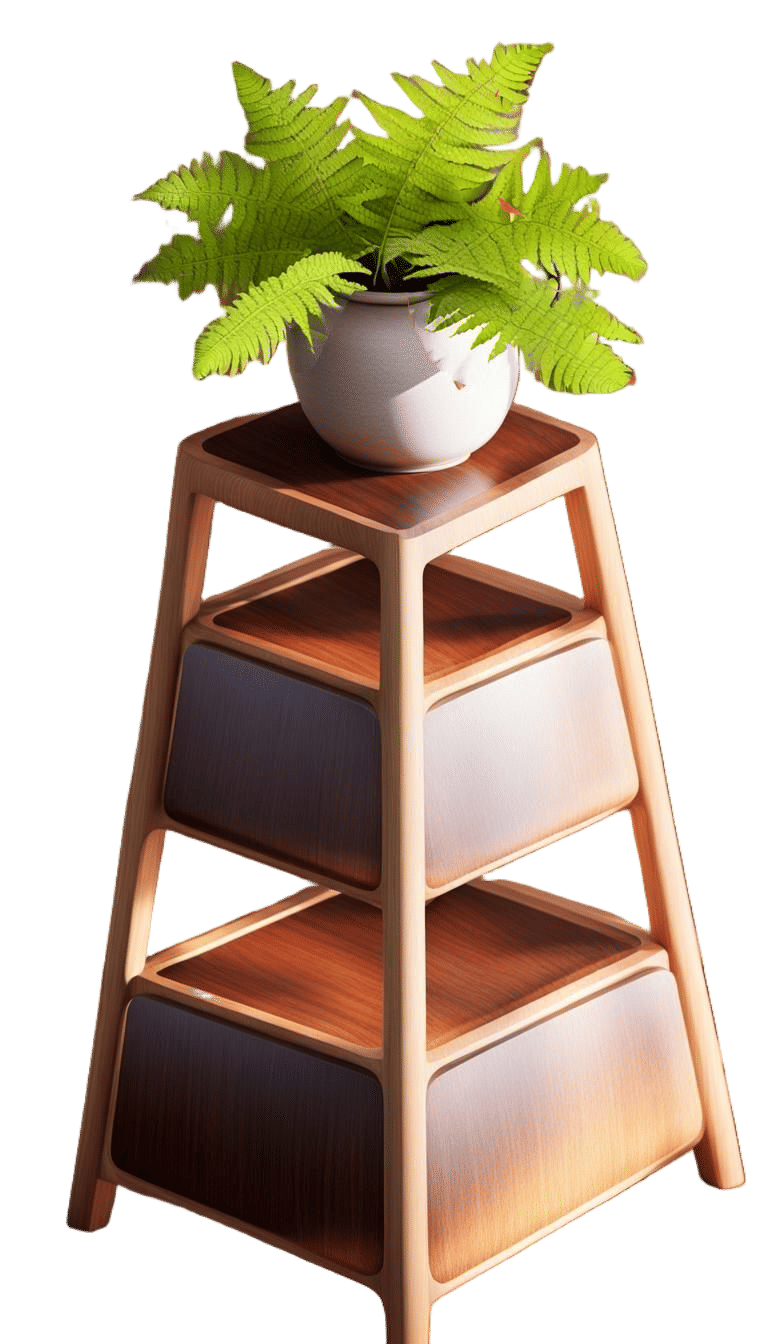 Photorealistic Room with Pyramid Flower Stand