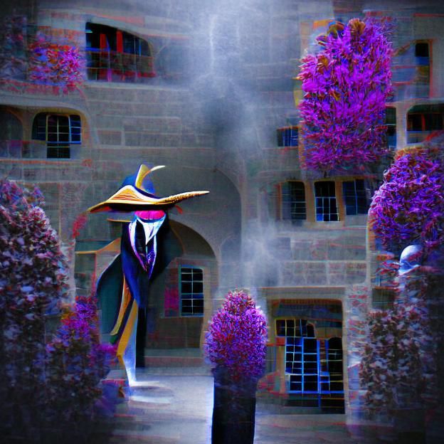 Ethereal Specter in a Dark Courtyard