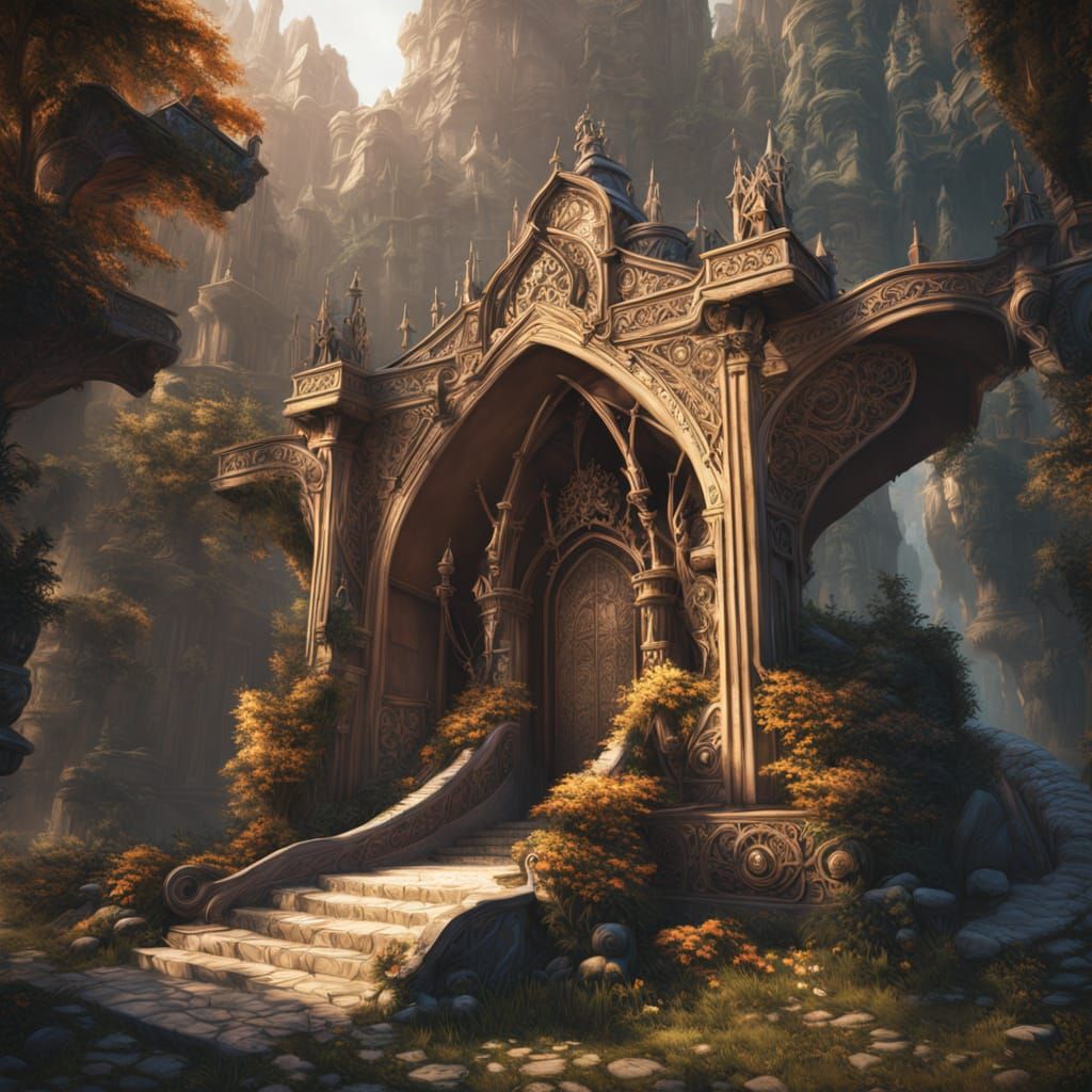 Fantastical Detailed Matte Painting in Deep Color