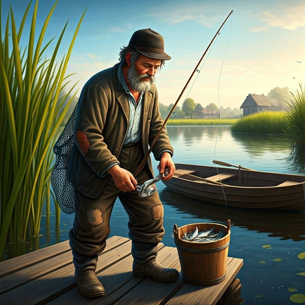 Rustic Fisherman in the Shtetl