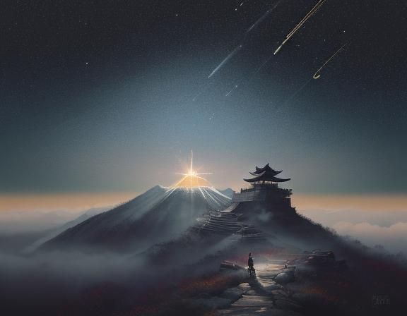 Cosmic Samurai Calligraphy at Mountain Summit