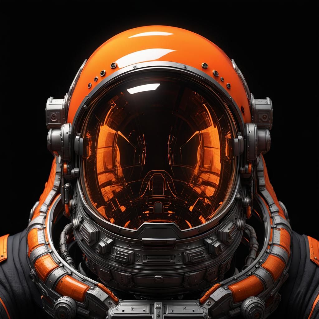 Astronaut Helmet with Luminescent Visor, Detailed Concept Ar...