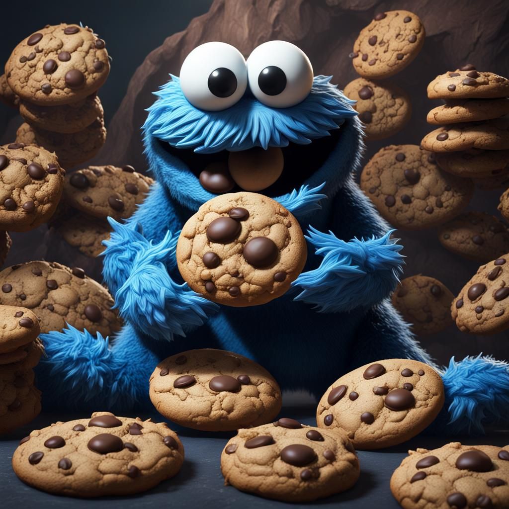 Detailed Matte Painting of Cookie Monster