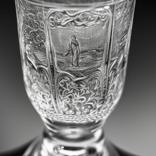 Man Engraved on Glass Goblet: Hyperrealistic Image