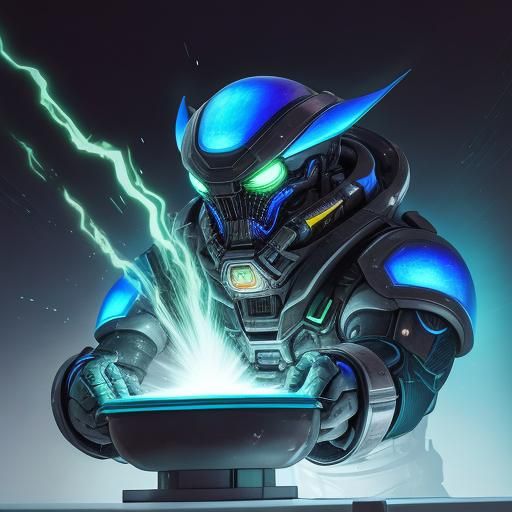 Reassembled Alien Machine in Secret Lab, Sci-Fi Concept Art