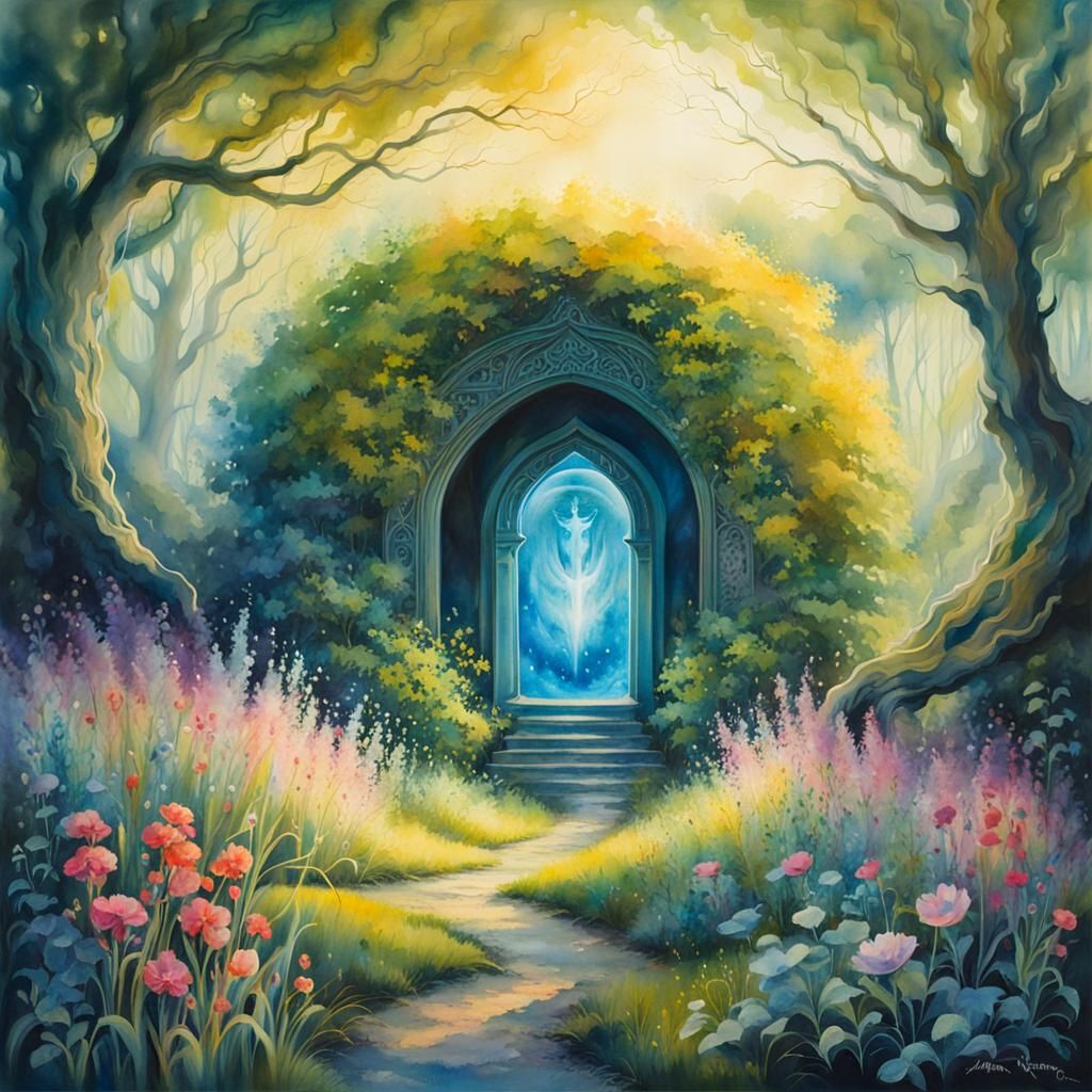 Mystic Portal to Alien World, Watercolour Fantasy