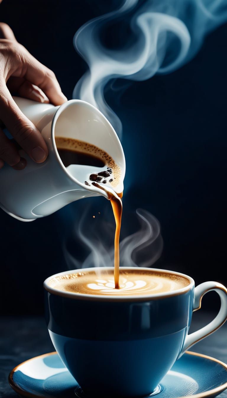 Pouring Coffee: A Minimalist Photorealistic Close-Up