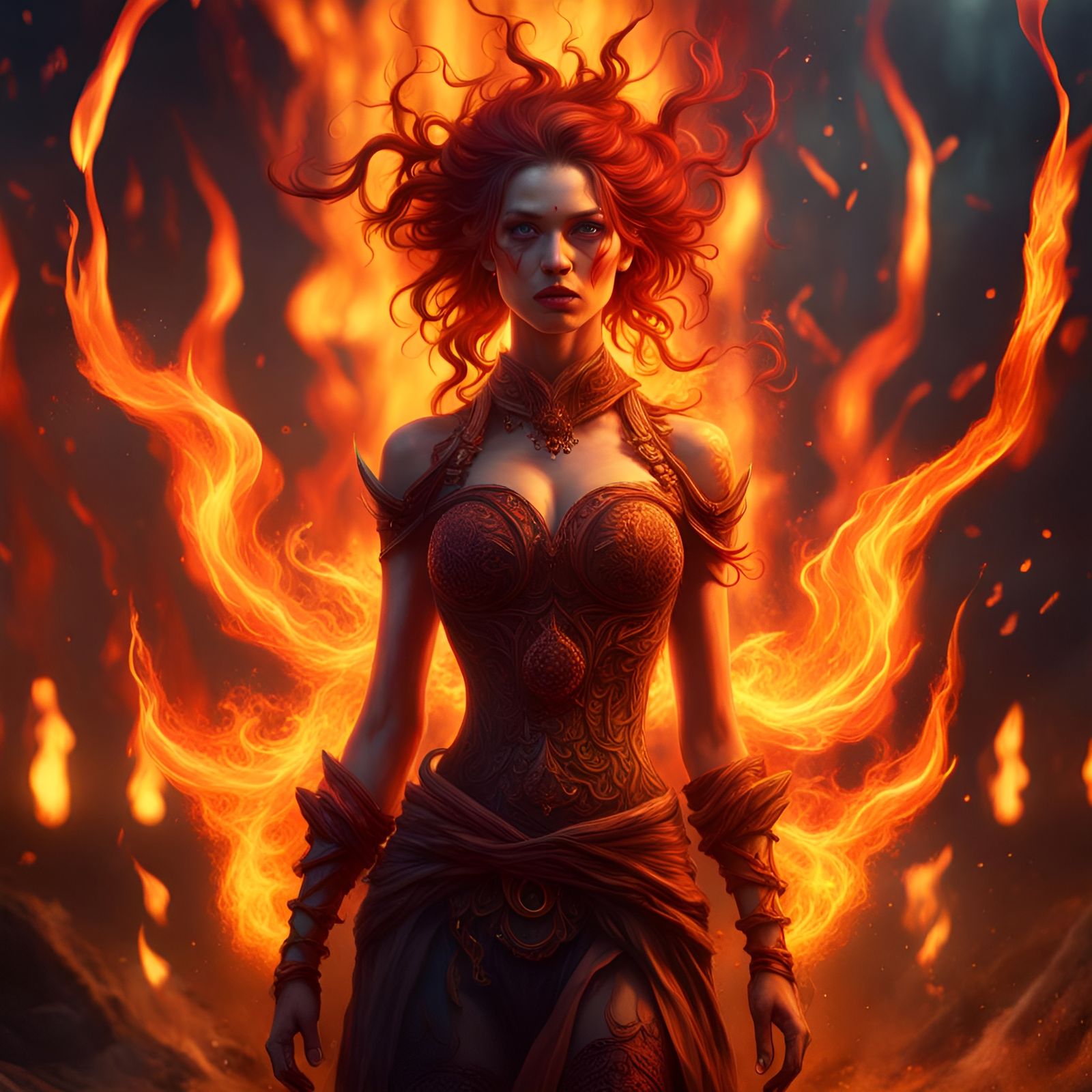 Fiery Soul: A Detailed Fantasy Concept Art