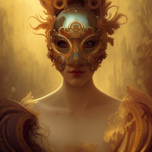 Venice Carnival Mask in Fantasy Art Nouveau Style