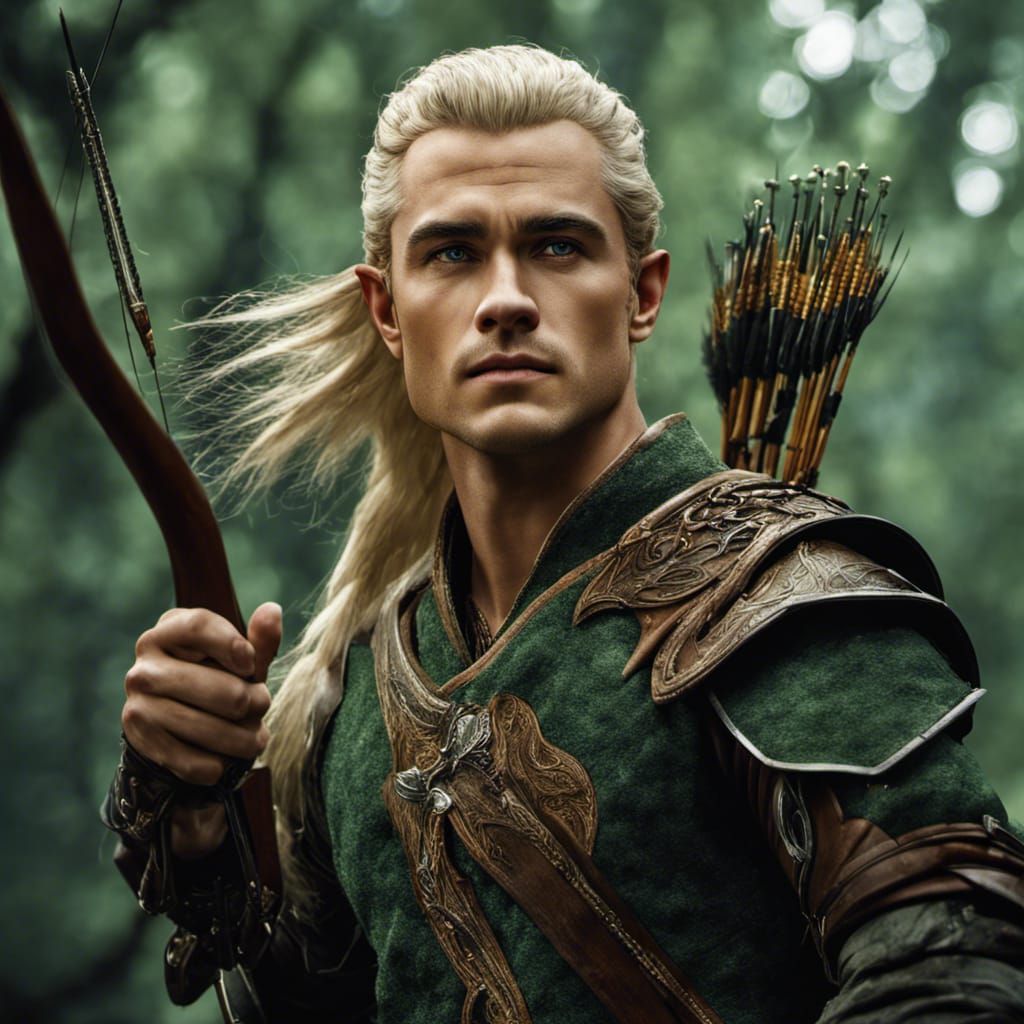 Fantasy Elf Archer Portrait in Forest, 8K