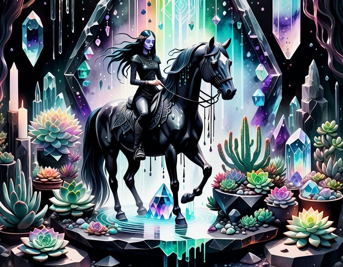 Crystals, Rainbows, and Goddess Altar in Watercolour