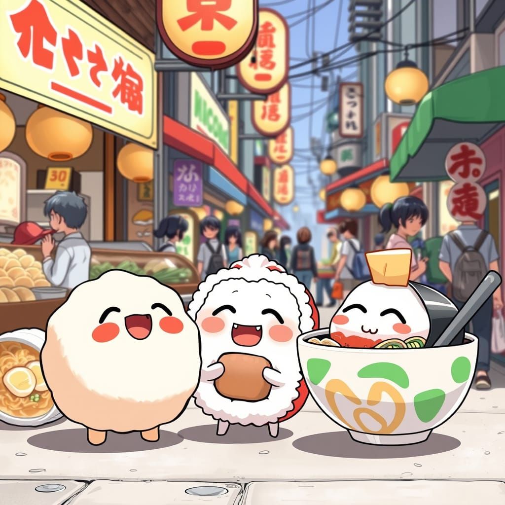 Anime Food Friends at the Market